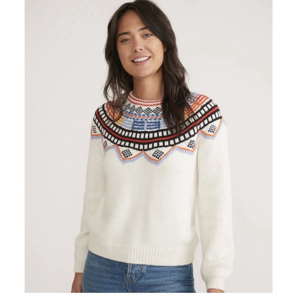 Marine Layer Archive Lomas Sweater Wool Alpaca Blend Sz Xl Fair Isle Cream